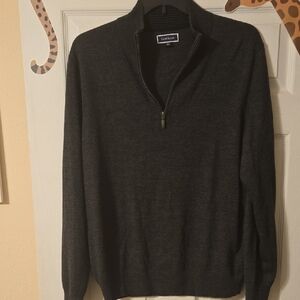 Charter Club Men's Dark Charcoal Zip-Neck Sweater